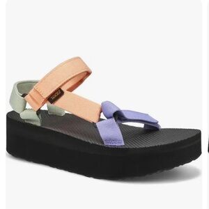 Teva Orange and Purple Sandals with Platform Sole